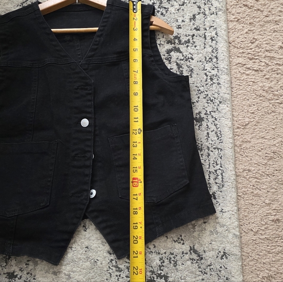 Denim Vest Faded Black Western Chic Rodeo Womens M - Picture 9 of 9